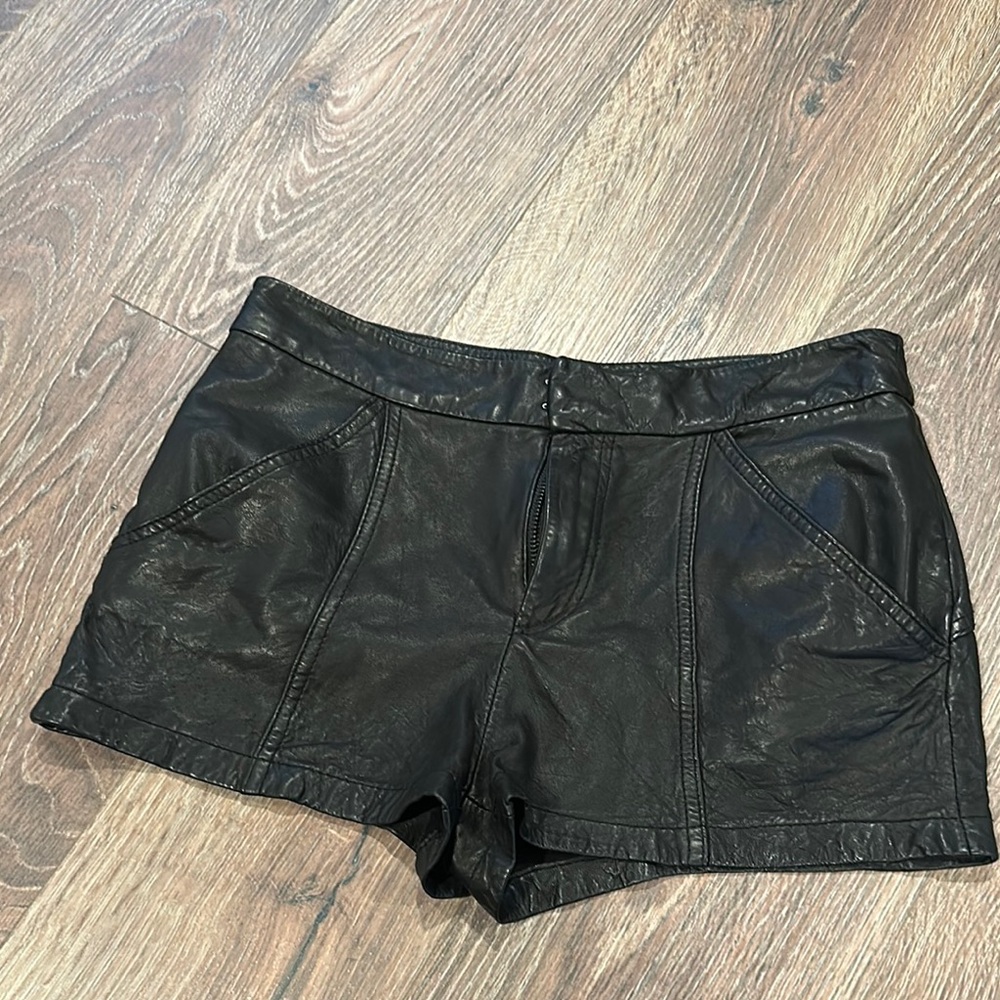 Silence + Noise Black Leather Shorts